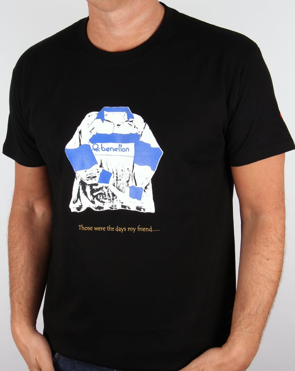80s Casuals Benetton Rugby Print T-shirt Black