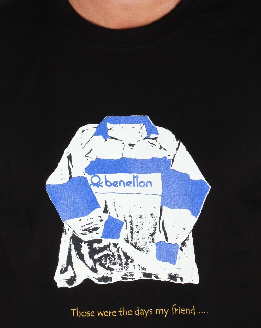 80s Casuals Benetton Rugby Print T-shirt Black
