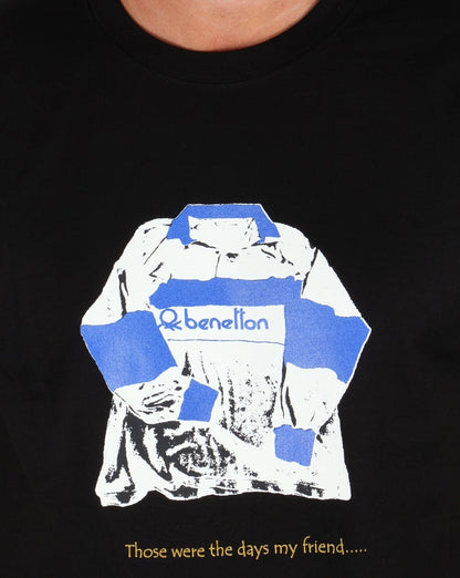 80s Casuals Benetton Rugby Print T-shirt Black