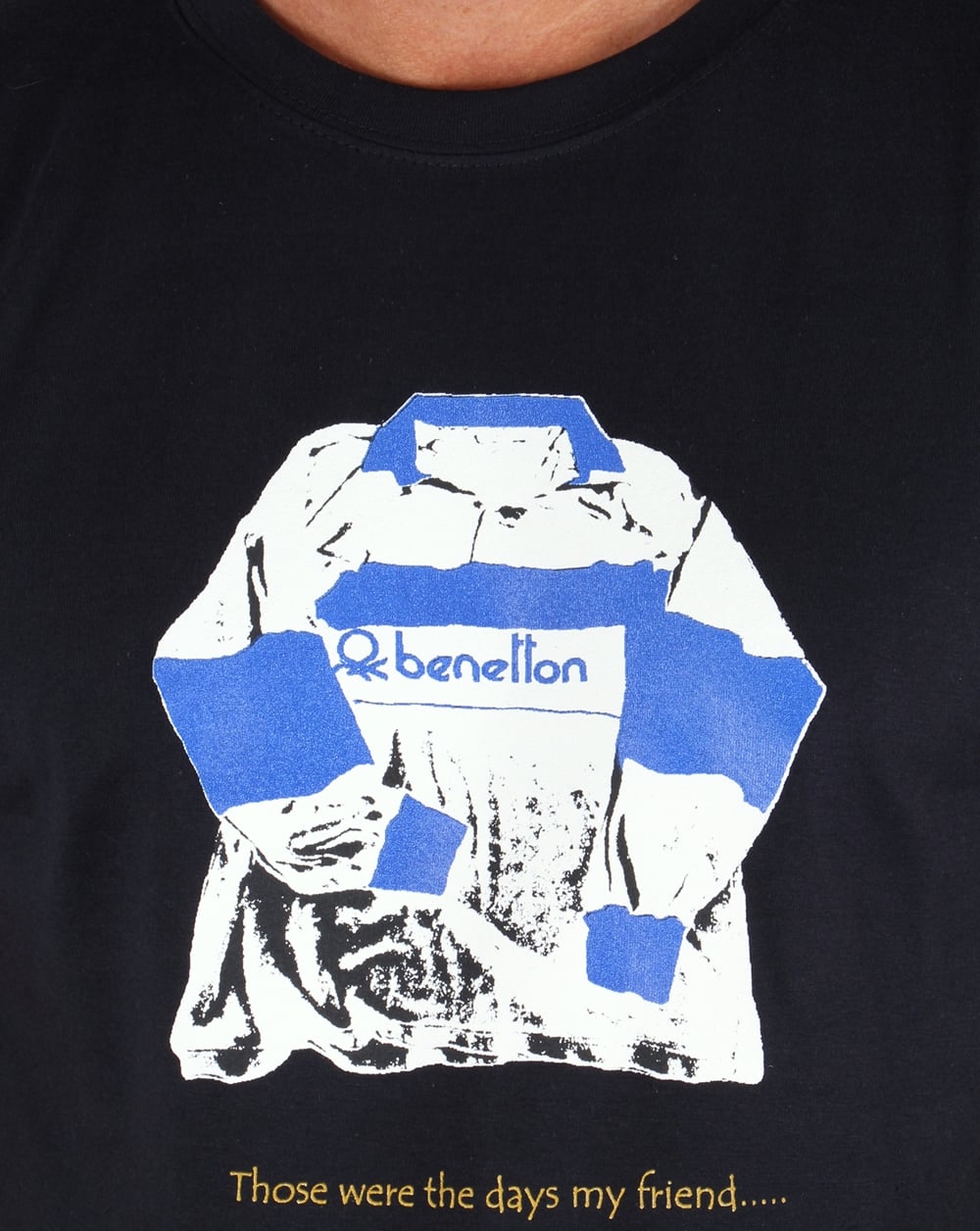 80s Casuals Benetton Rugby Print T-shirt Navy
