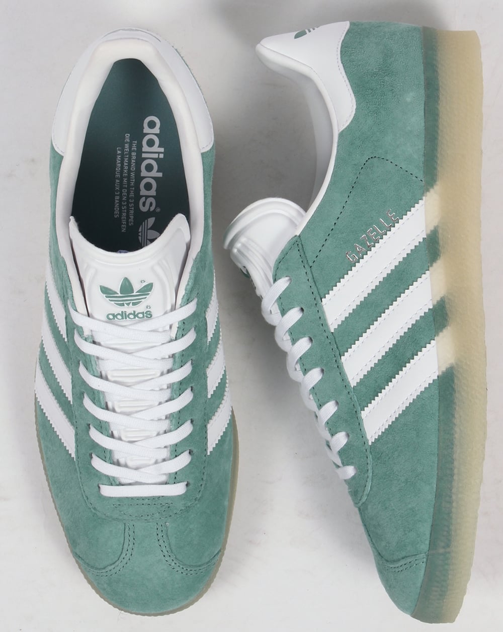 Adidas Gazelle Trainers Green Steel/Ice Gum