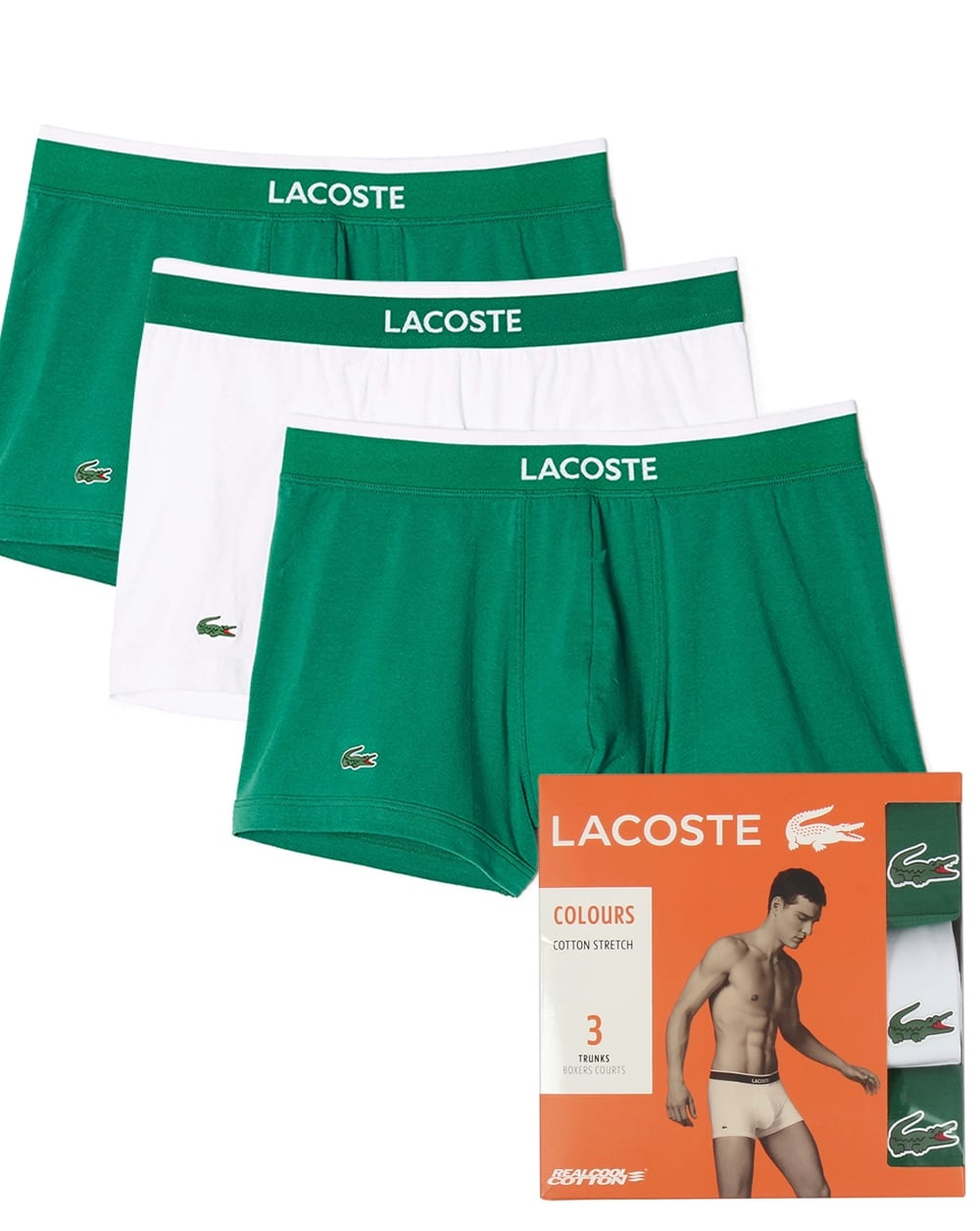 Lacoste Triple Pack Boxer Shorts White/Green