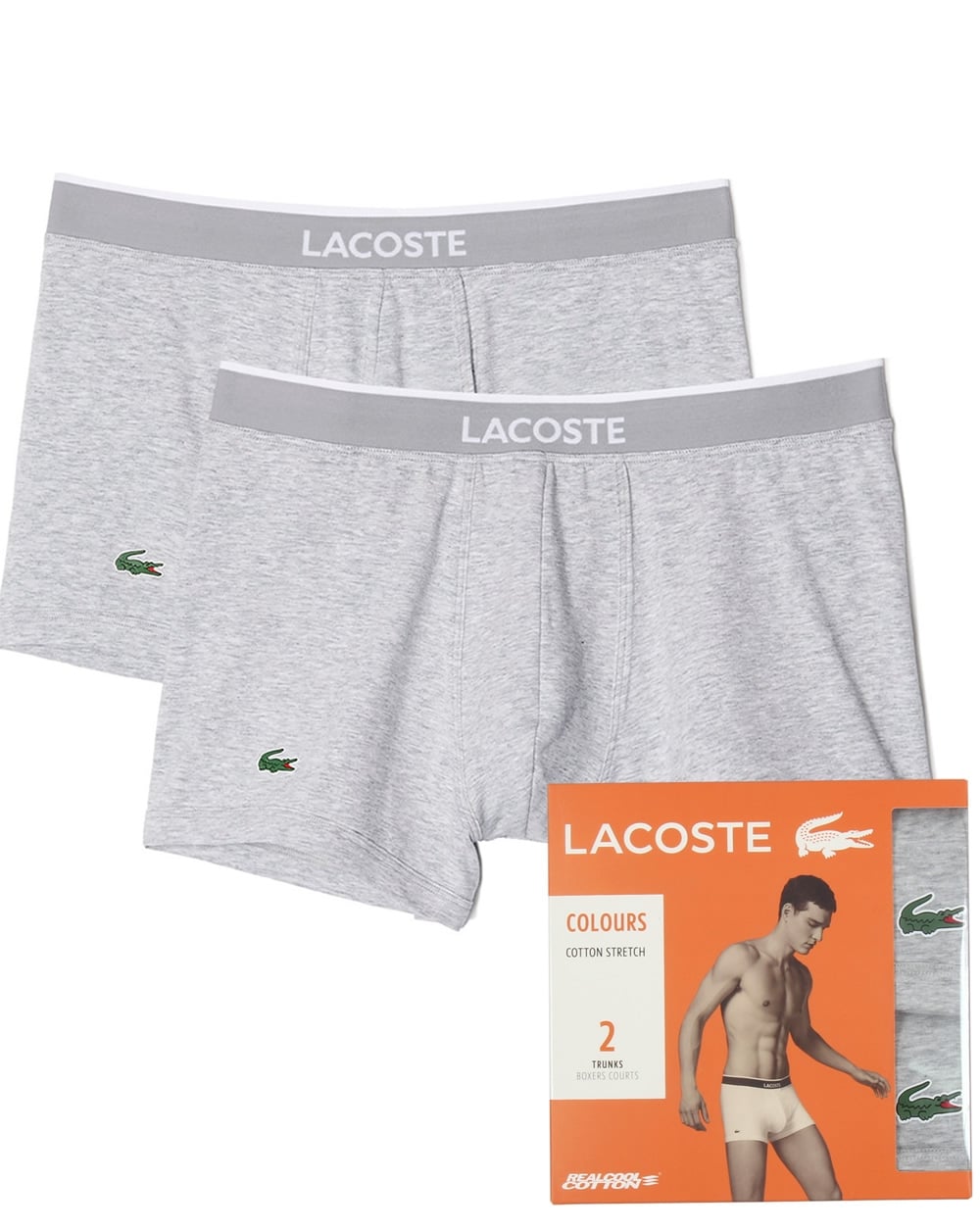 Lacoste Twin Pack Boxer Shorts Grey Melange