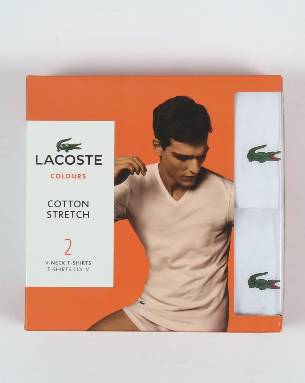 Lacoste Twin Pack V Neck T Shirts White