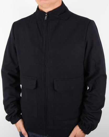 Bellfield Wool Funnel Bomber Jacket Navy