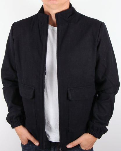Bellfield Wool Funnel Bomber Jacket Navy