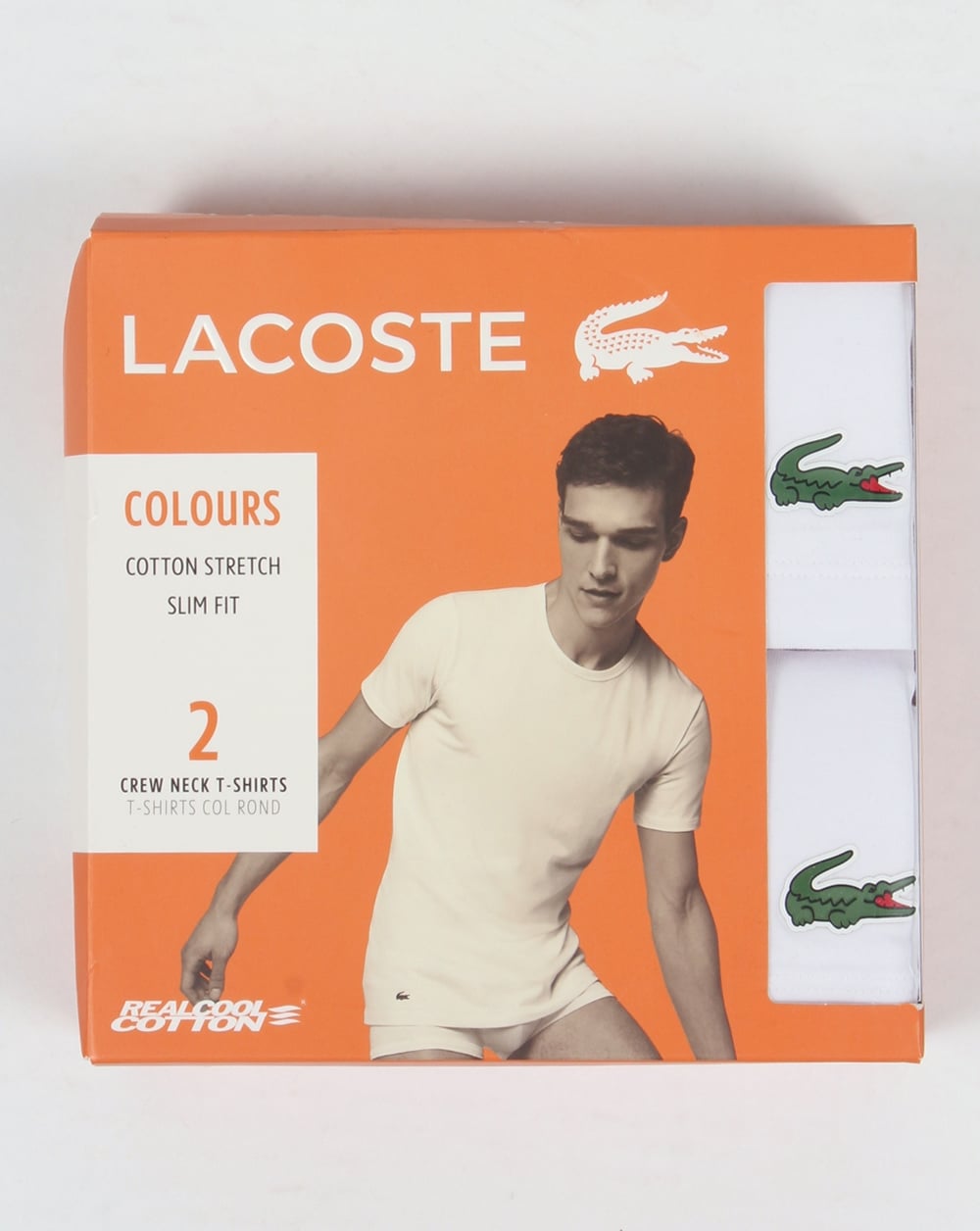 Lacoste 2 Pack Crew Neck T Shirts White