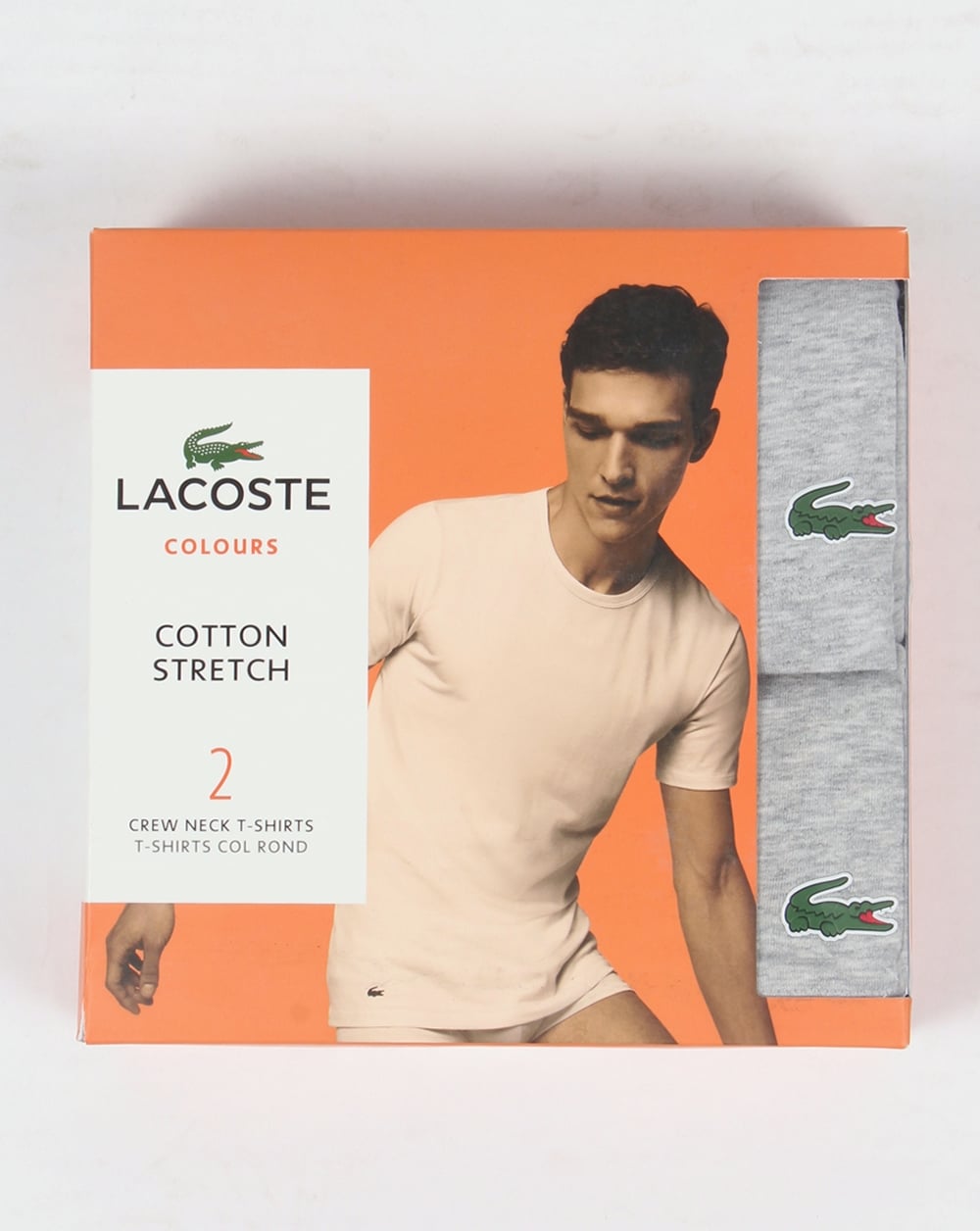 Lacoste Twin Pack Crew Neck T Shirts Grey Melange