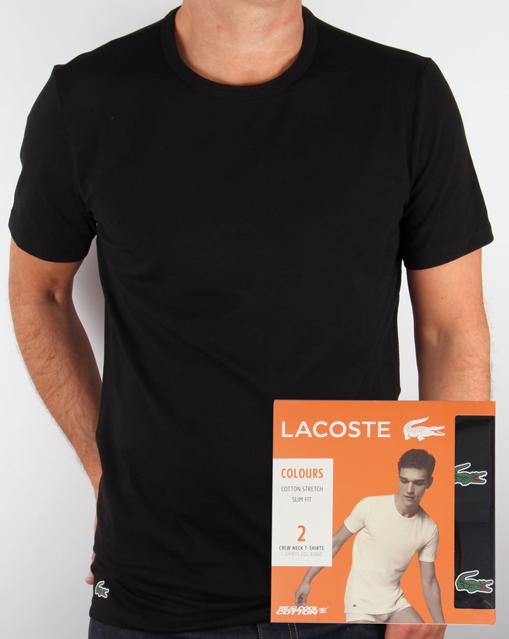 Lacoste 2 Pack Crew T Shirts Black