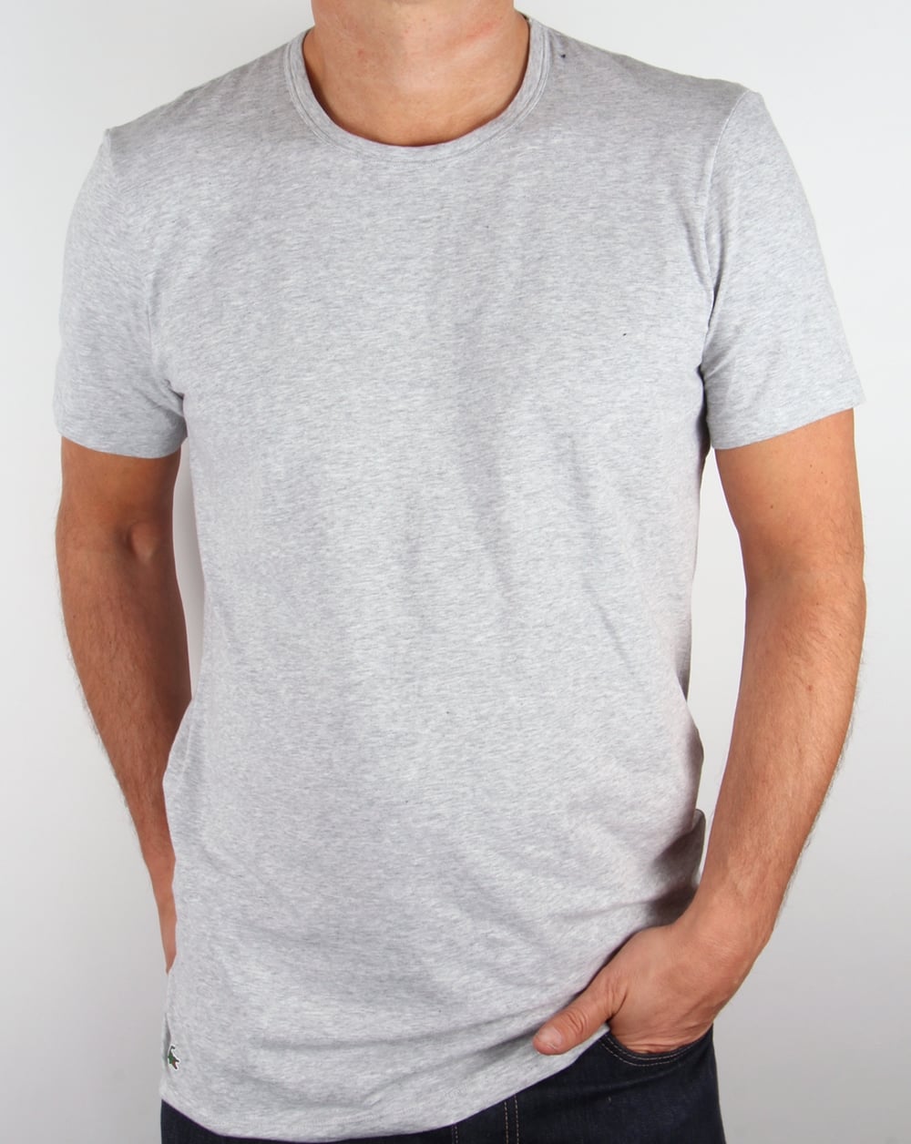 Lacoste Twin Pack Crew Neck T Shirts Grey Melange