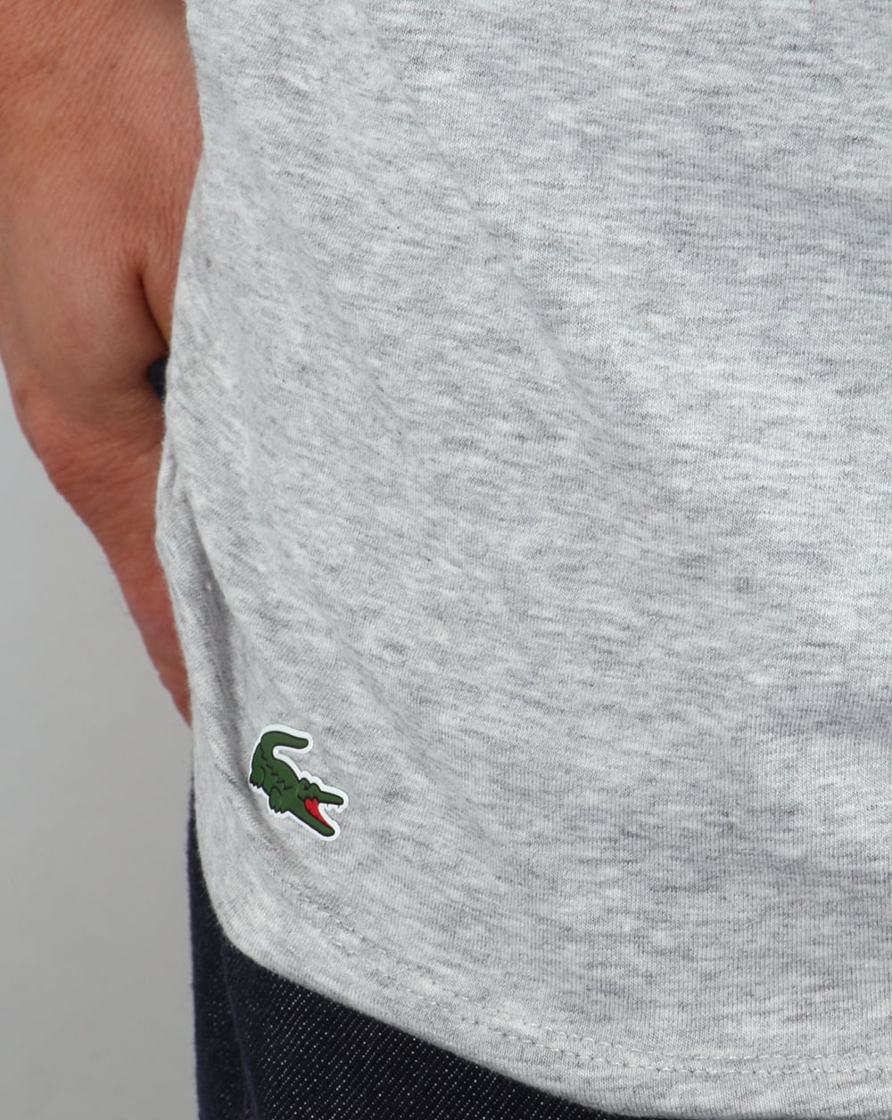 Lacoste Twin Pack Crew Neck T Shirts Grey Melange