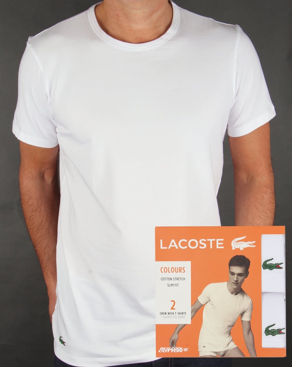 Lacoste 2 Pack Crew Neck T Shirts White