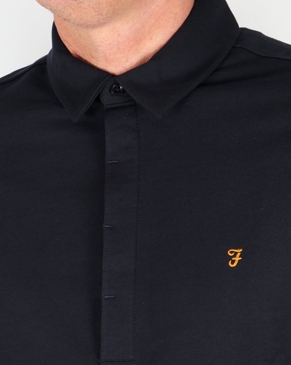 Farah Earlston Long Sleeve Polo Shirt Navy