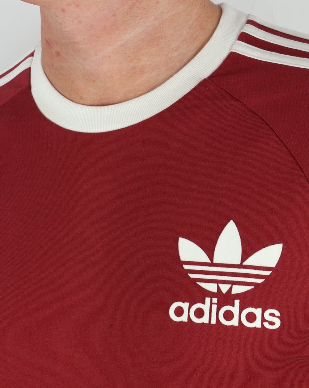 Adidas Originals Retro 3 Stripes T Shirt Mystery Red