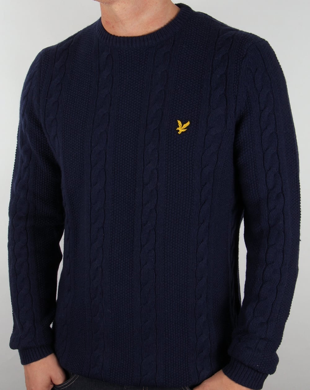 Lyle And Scott Cable Knit Lambswool Jumper Navy