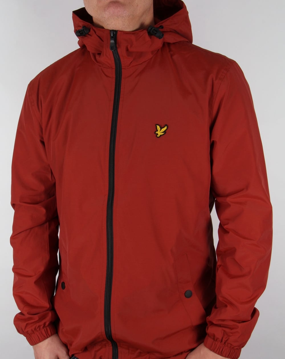 Lyle And Scott Zip Through Hooded Jacket Burnt Redwood