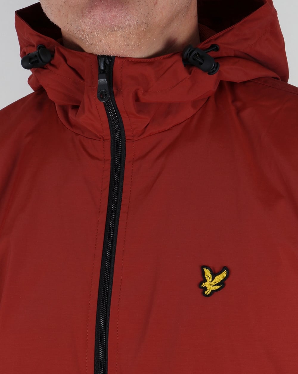 Lyle And Scott Zip Through Hooded Jacket Burnt Redwood