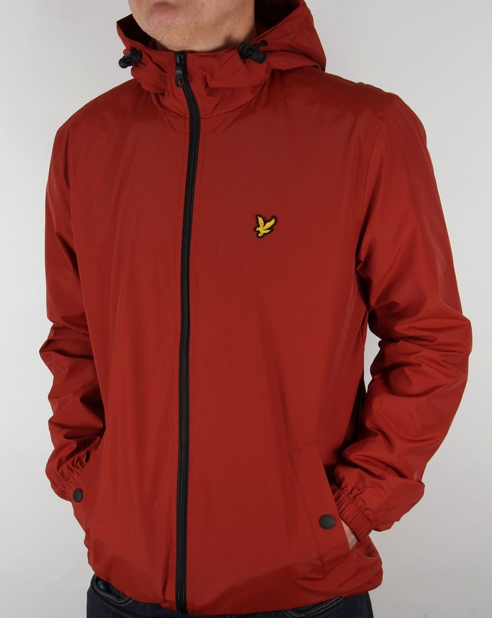 Lyle And Scott Zip Through Hooded Jacket Burnt Redwood