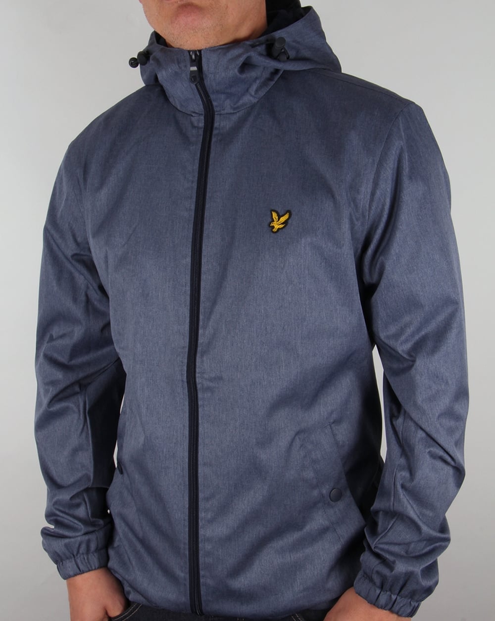 Lyle And Scott Zip Through Hooded Jacket Blue Marl