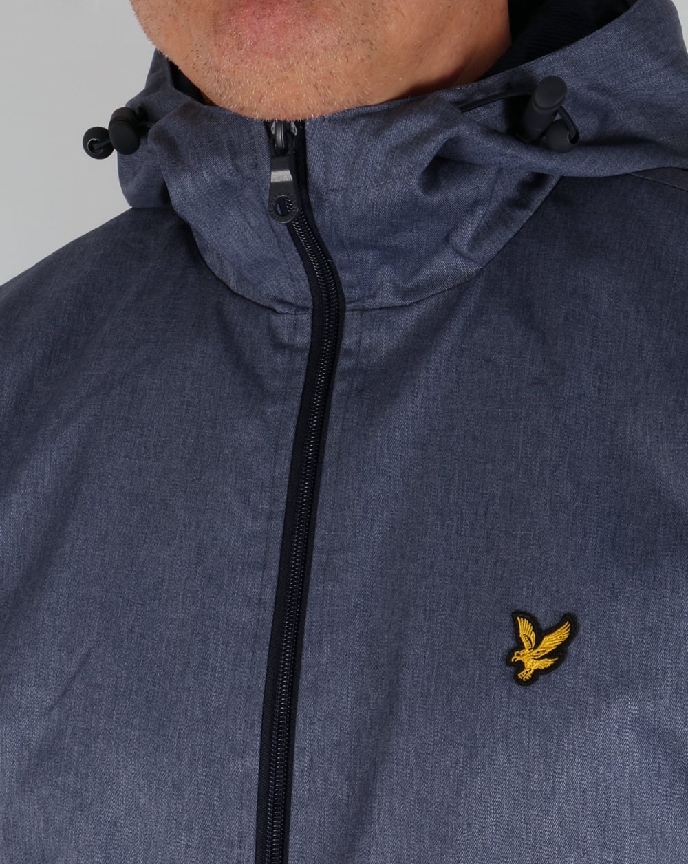 Lyle And Scott Zip Through Hooded Jacket Blue Marl