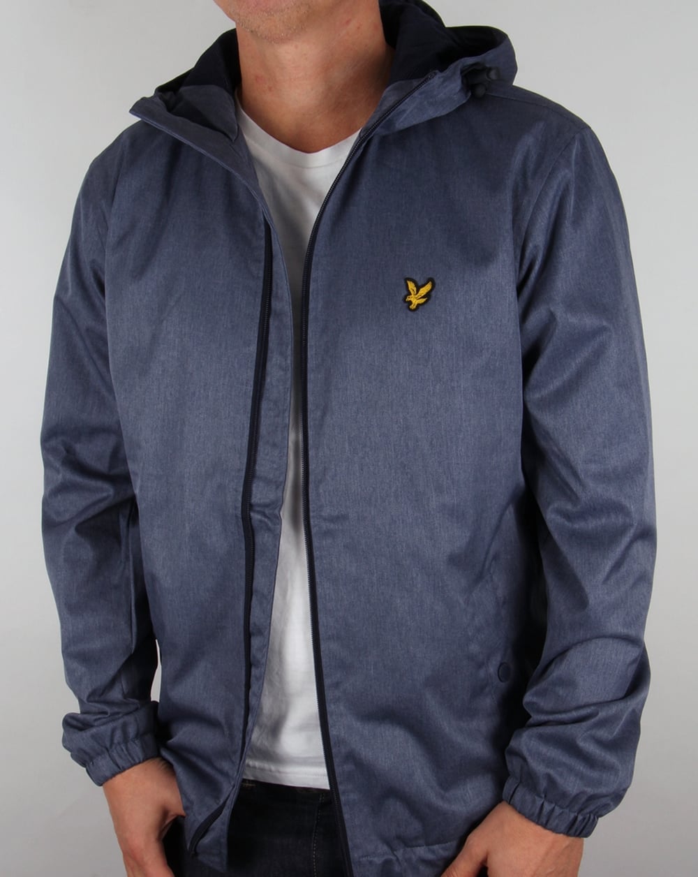 Lyle And Scott Zip Through Hooded Jacket Blue Marl