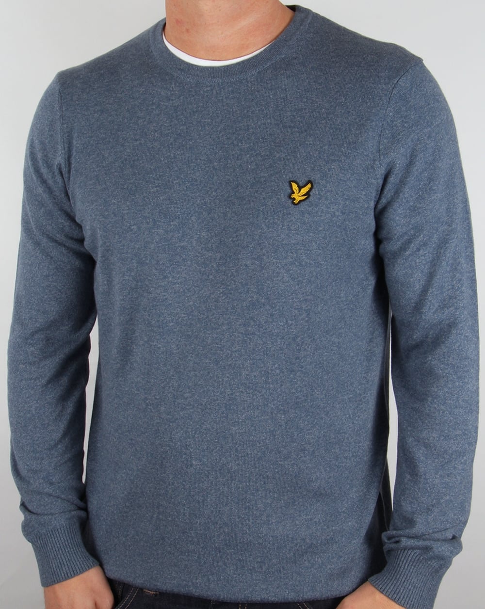 Lyle And Scott Merino Jumper Niagara Blue Marl