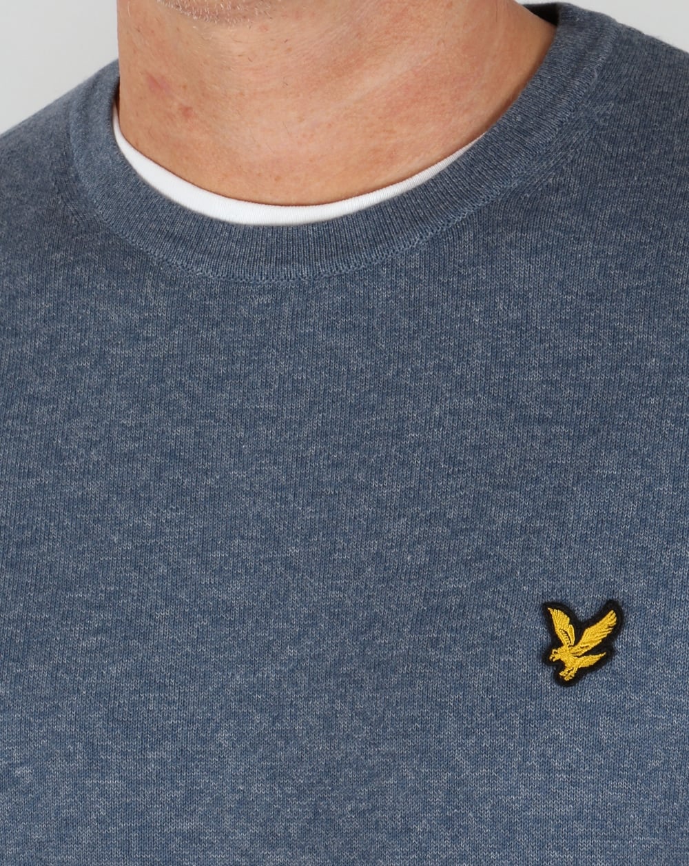 Lyle And Scott Merino Jumper Niagara Blue Marl