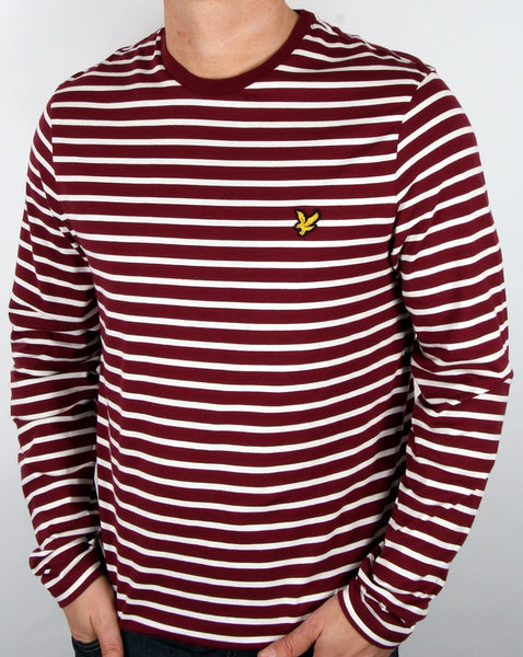 Lyle And Scott Long Sleeve Breton Stripe T-shirt Claret Jug