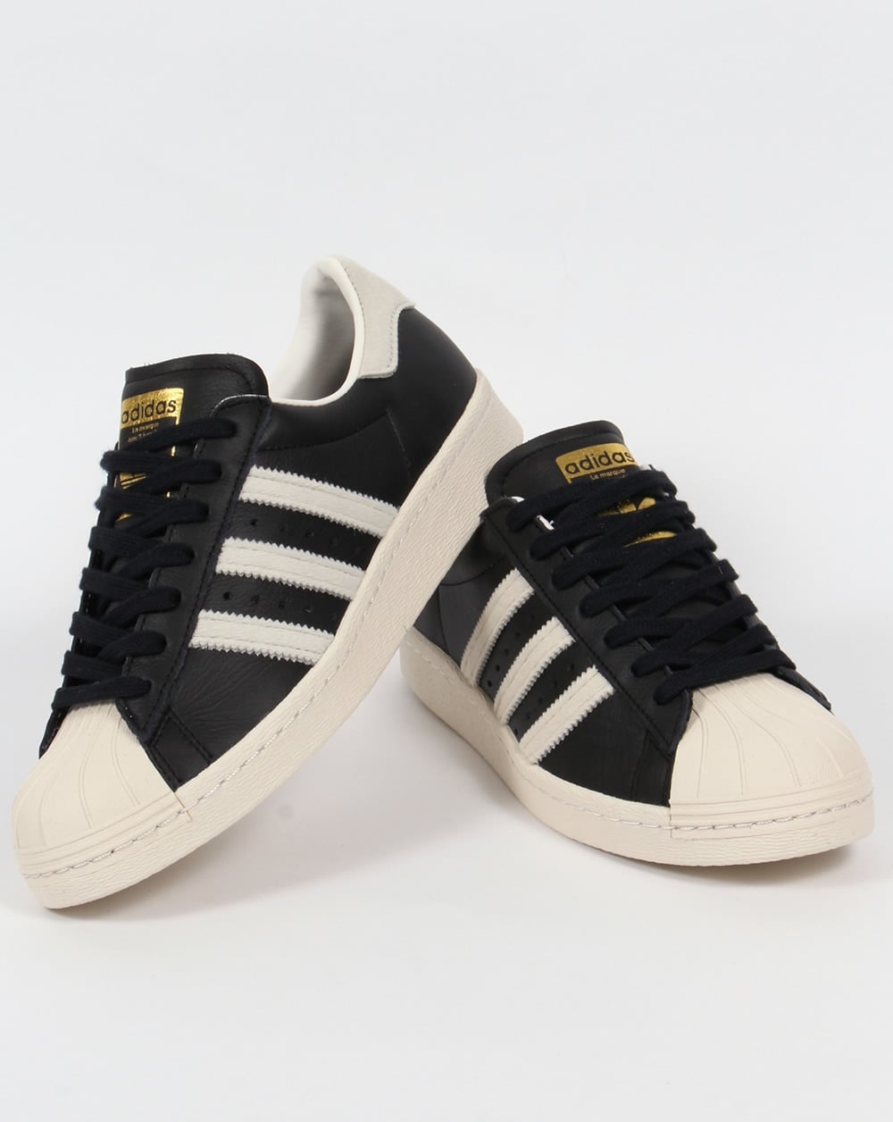Adidas Superstar 80s Trainers Black/White/Gold