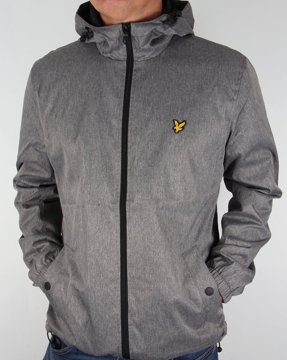Lyle And Scott Zip Through Hooded Jacket Grey Marl