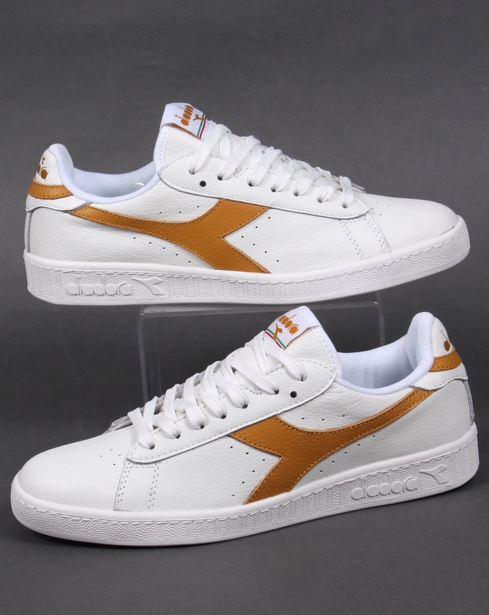 Diadora Game Low Waxed Trainers White/Amber Gold