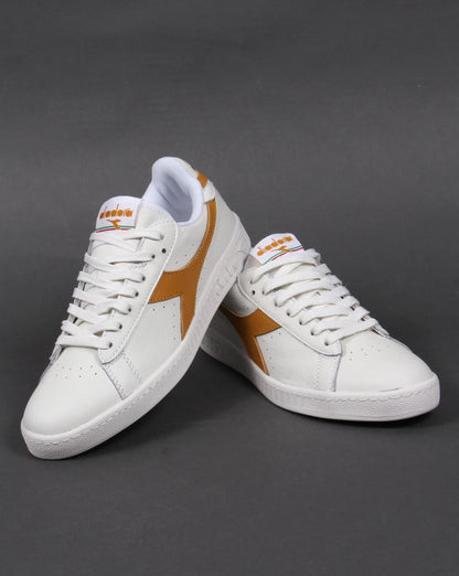 Diadora Game Low Waxed Trainers White/Amber Gold