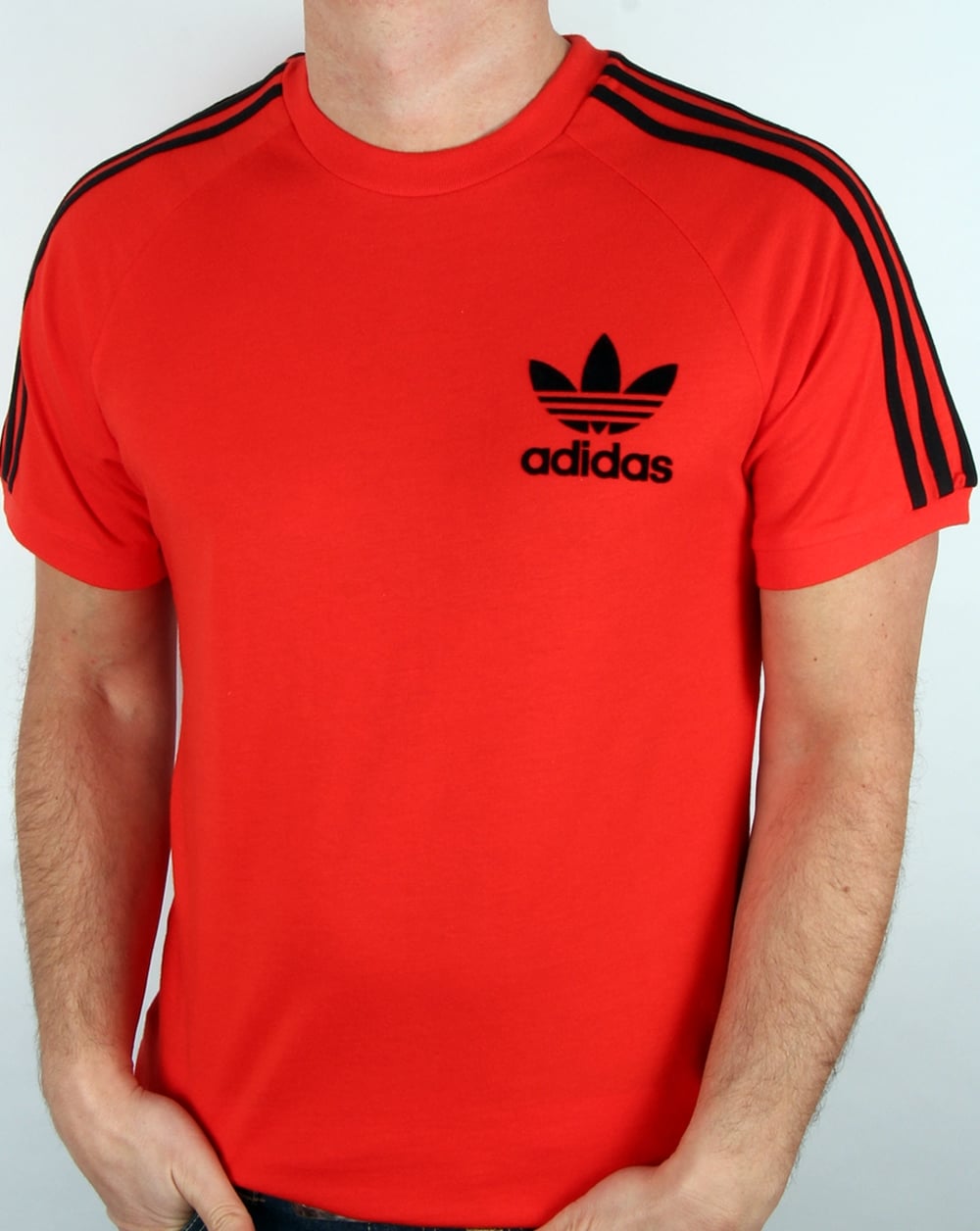 Adidas Originals Retro 3 Stripe T Shirt Core Red