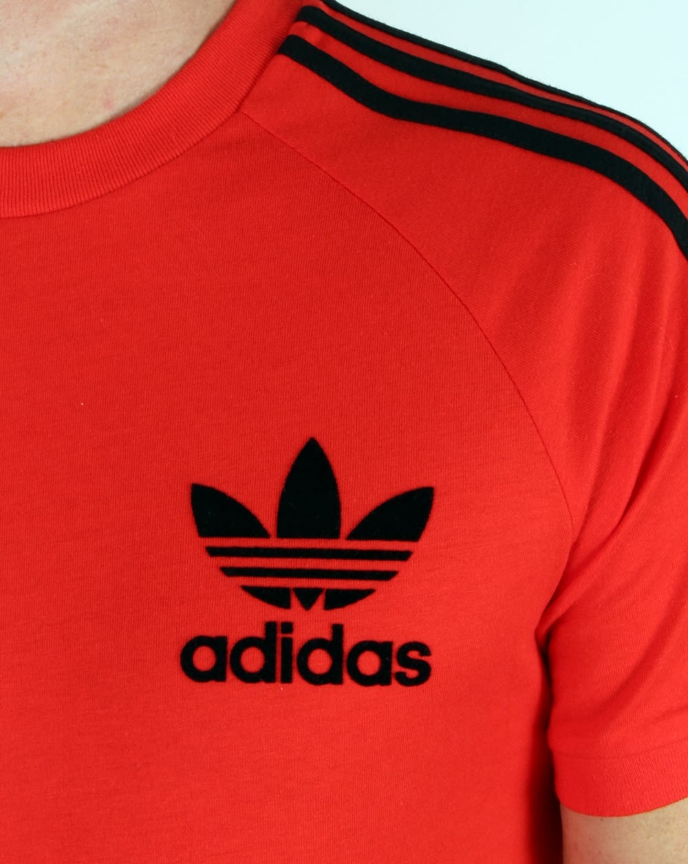 Adidas Originals Retro 3 Stripe T Shirt Core Red