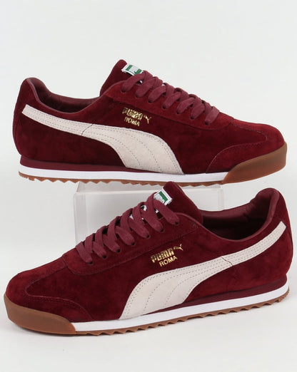 Puma Roma Trainers Burgundy/White