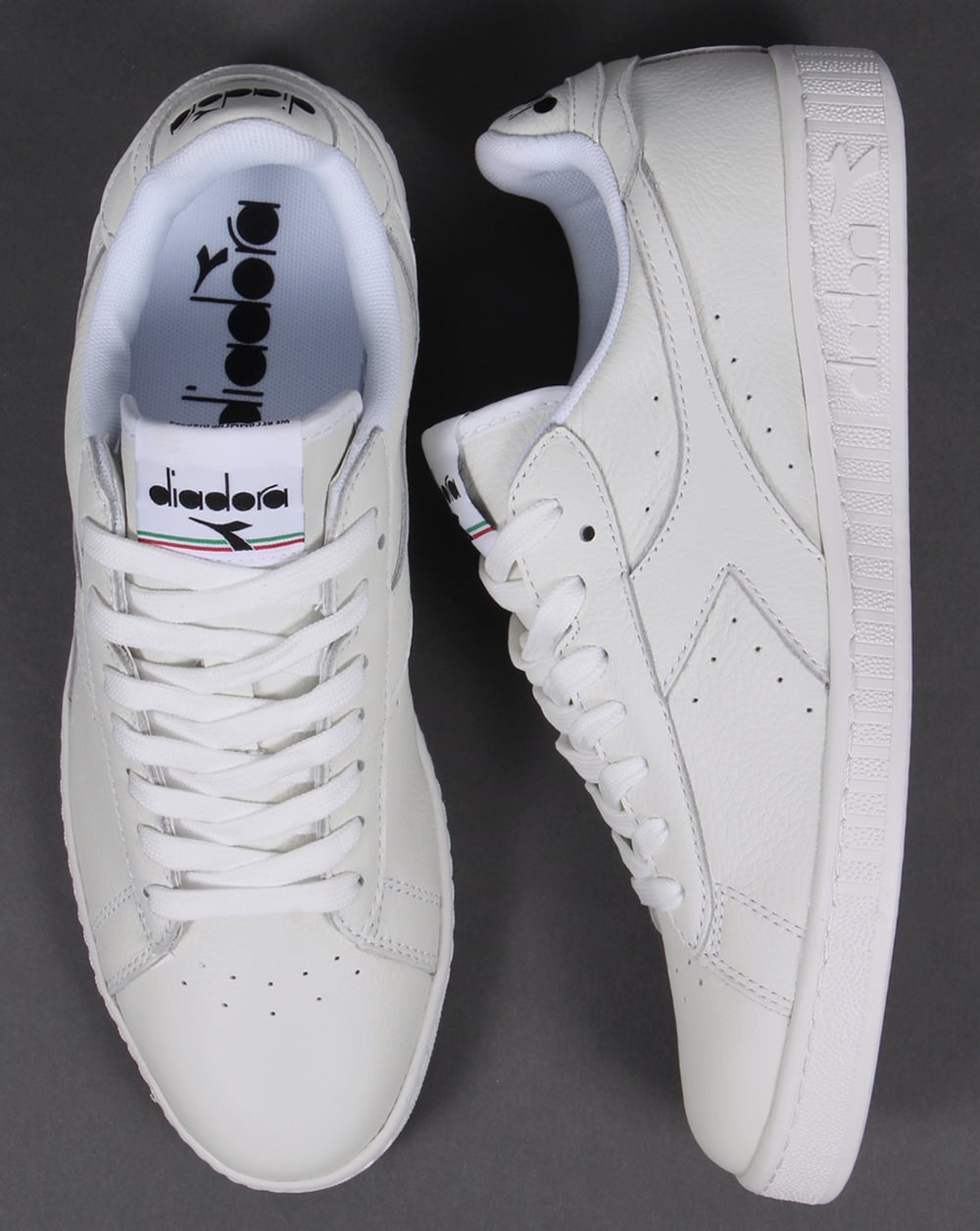 Diadora Game Low Waxed Trainers White/White/Black