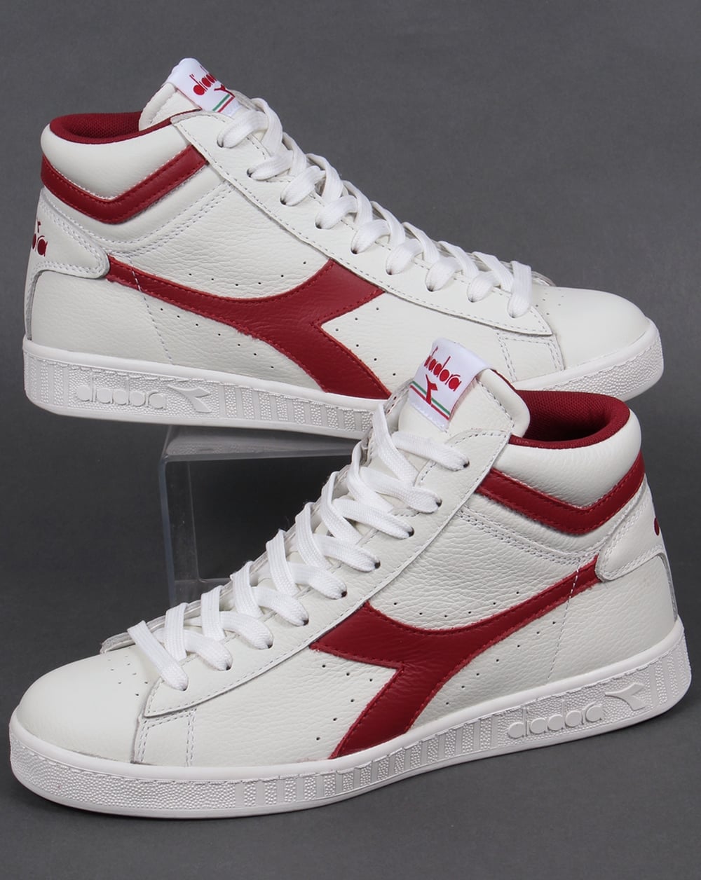 Diadora Game High Waxed Trainers White/Chili Peppers