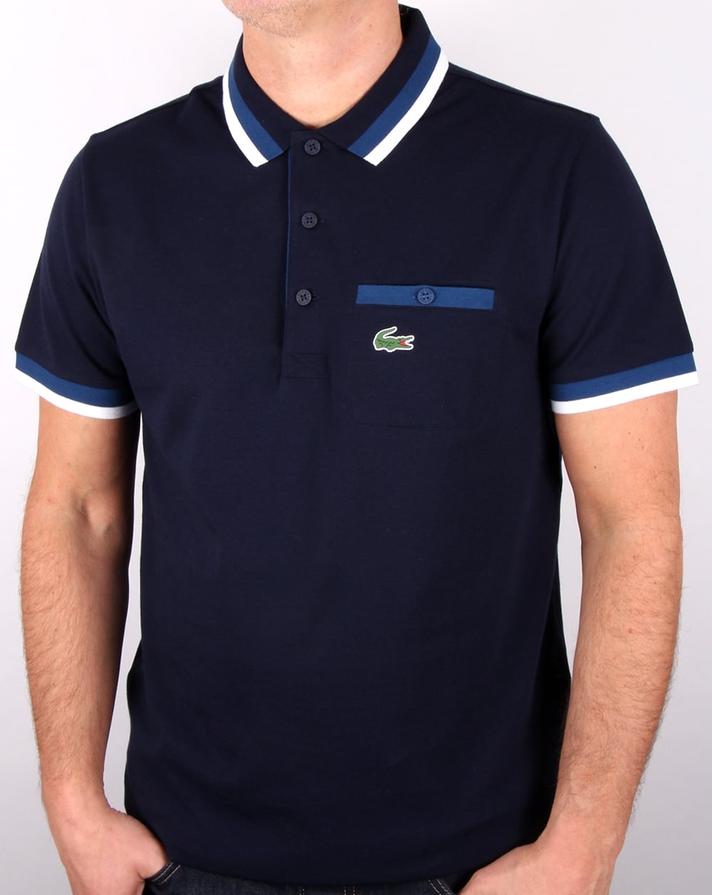 Lacoste Pocket Detail Polo Shirt Navy/cobalt