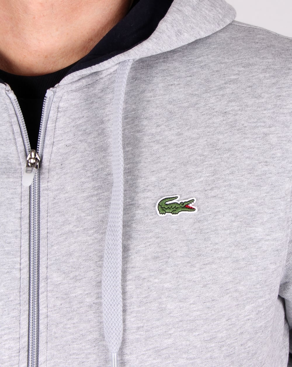 Lacoste Hooded Full Zip Sweat Light Grey/Navy