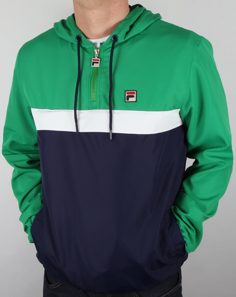 Fila Vintage Qtr Zip Overhead Jacket Navy Green