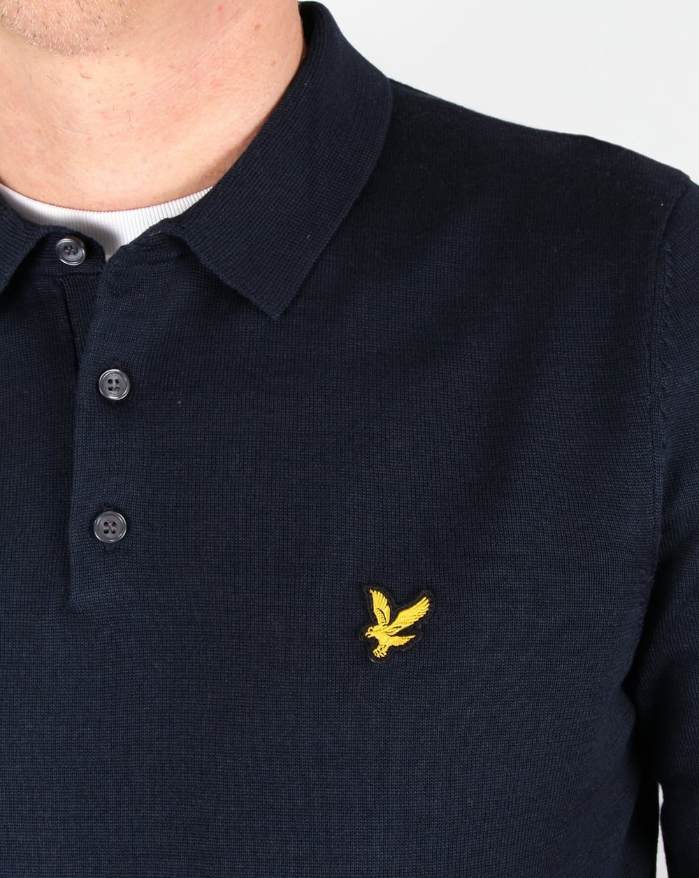 Lyle And Scott Knitted Long Sleeve Polo Shirt Navy