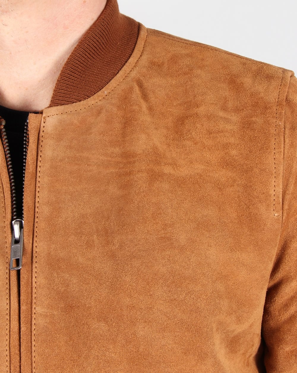 Bellfield Plato Suede Bomber Jacket Tan