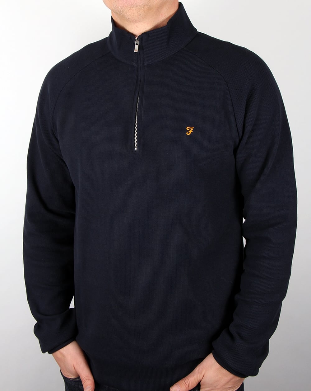 Farah Yves Quarter Zip Jacket True Navy