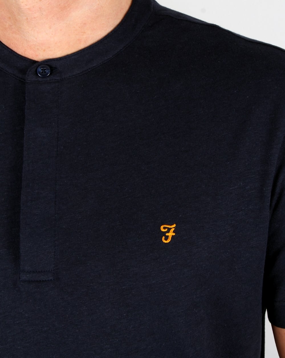 Farah Weddell Linen T Shirt True Navy Marl