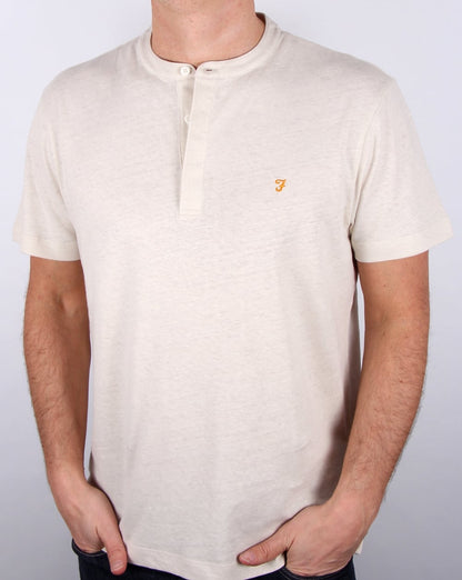 Farah Weddell Linen T Shirt Chalk Marl