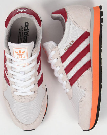 Adidas Haven Trainers White/Burgundy Red