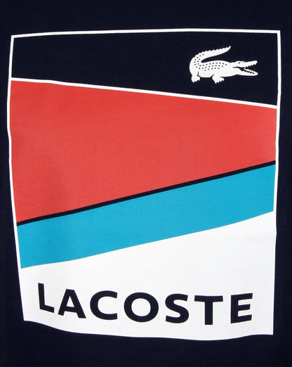 Lacoste Geometric Print T Shirt Navy/etna Red