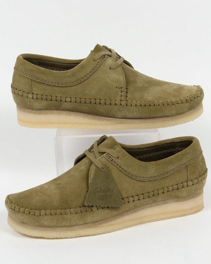 Clarks Originals Weaver Suede Shoes Forest Green