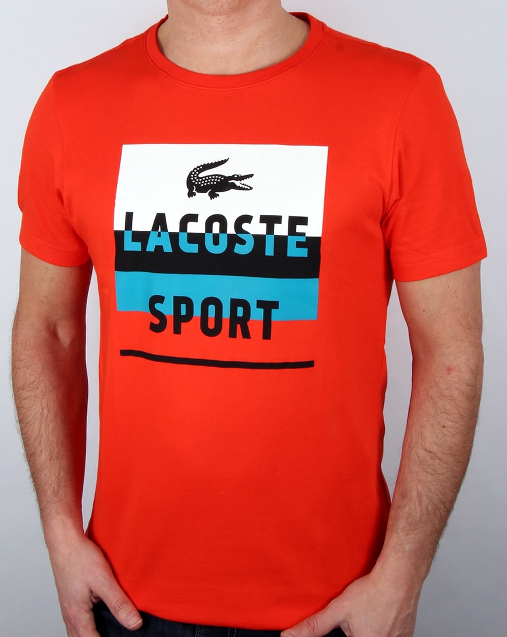 Lacoste Sport Print T Shirt Etna Red/white