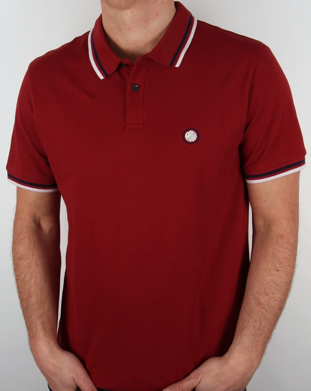 Pretty Green Tipped Polo Shirt Dark Red